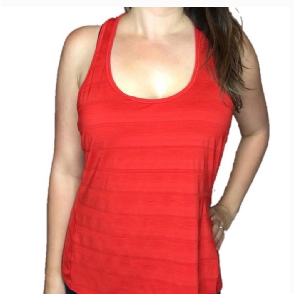 Athleta Racerback Tank Top - Color Heathered Saffron Tonal Stripe Size XS